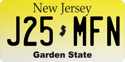 NJ license plate J25MFN