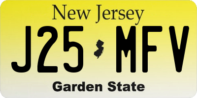 NJ license plate J25MFV