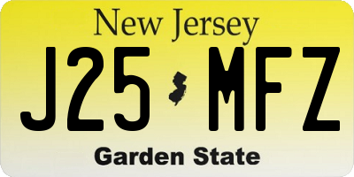 NJ license plate J25MFZ
