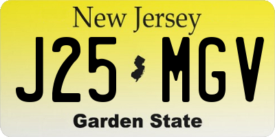 NJ license plate J25MGV