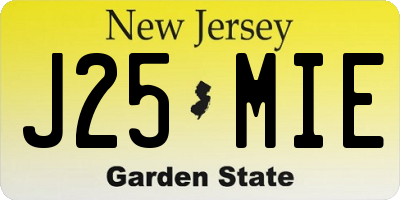 NJ license plate J25MIE