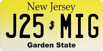 NJ license plate J25MIG