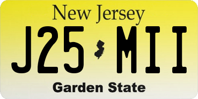 NJ license plate J25MII