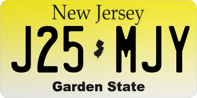 NJ license plate J25MJY