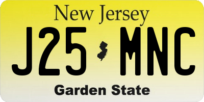 NJ license plate J25MNC