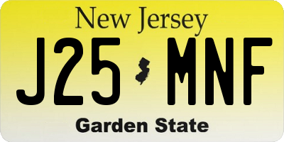NJ license plate J25MNF