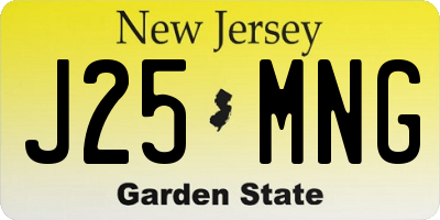 NJ license plate J25MNG