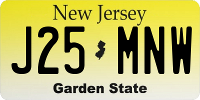 NJ license plate J25MNW