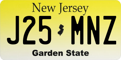 NJ license plate J25MNZ