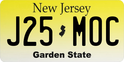 NJ license plate J25MOC