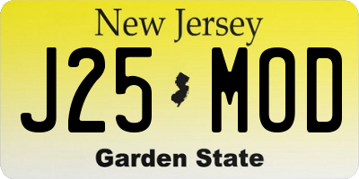 NJ license plate J25MOD