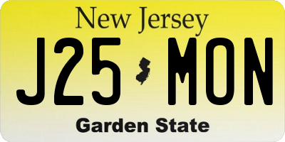NJ license plate J25MON