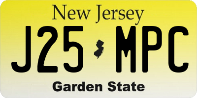 NJ license plate J25MPC