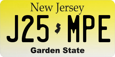 NJ license plate J25MPE
