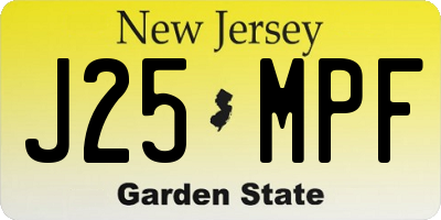 NJ license plate J25MPF