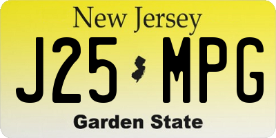NJ license plate J25MPG