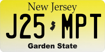 NJ license plate J25MPT