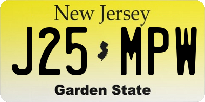 NJ license plate J25MPW