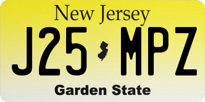 NJ license plate J25MPZ
