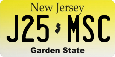 NJ license plate J25MSC