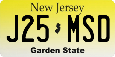 NJ license plate J25MSD