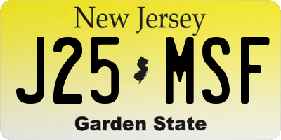 NJ license plate J25MSF