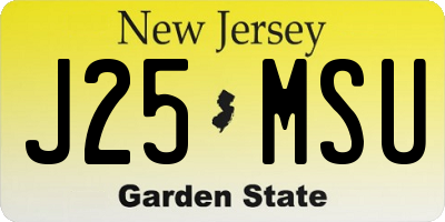 NJ license plate J25MSU