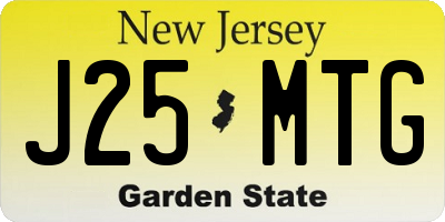 NJ license plate J25MTG