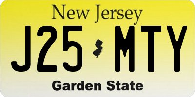 NJ license plate J25MTY