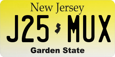 NJ license plate J25MUX