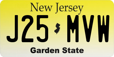 NJ license plate J25MVW