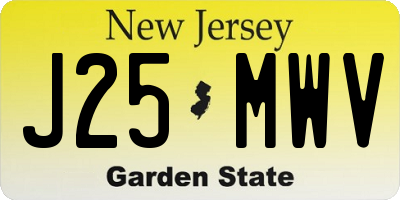NJ license plate J25MWV