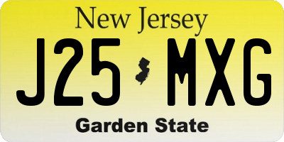 NJ license plate J25MXG