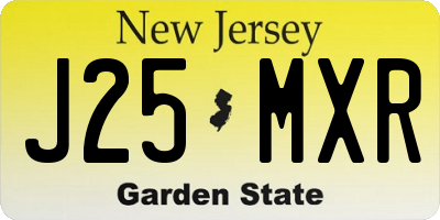 NJ license plate J25MXR