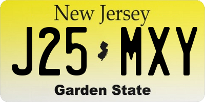 NJ license plate J25MXY