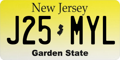 NJ license plate J25MYL