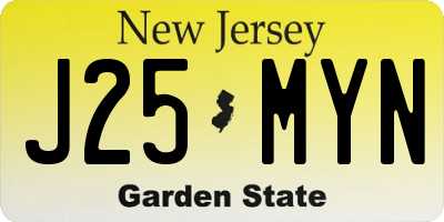 NJ license plate J25MYN