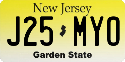 NJ license plate J25MYO