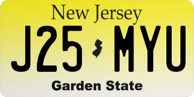 NJ license plate J25MYU