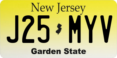 NJ license plate J25MYV