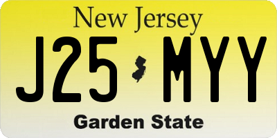 NJ license plate J25MYY