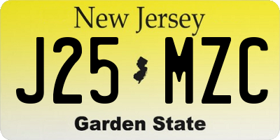 NJ license plate J25MZC