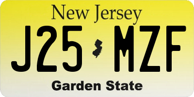 NJ license plate J25MZF