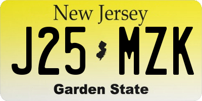 NJ license plate J25MZK