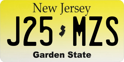 NJ license plate J25MZS