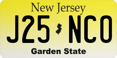 NJ license plate J25NCO
