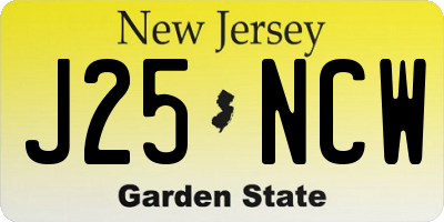 NJ license plate J25NCW