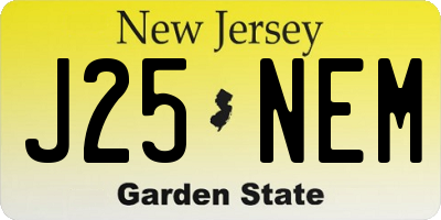 NJ license plate J25NEM