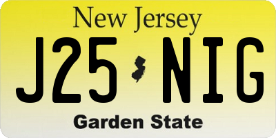 NJ license plate J25NIG