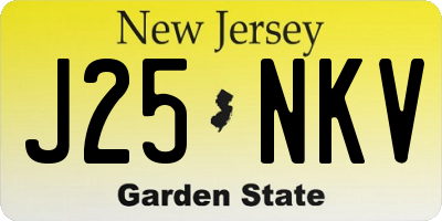NJ license plate J25NKV